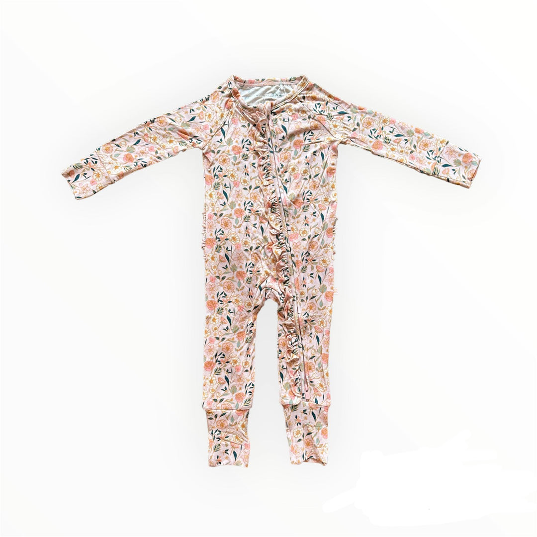 MILLIE "Beautiful Blossom" RUFFLED CONVERTIBLE ROMPER/FOOTIE