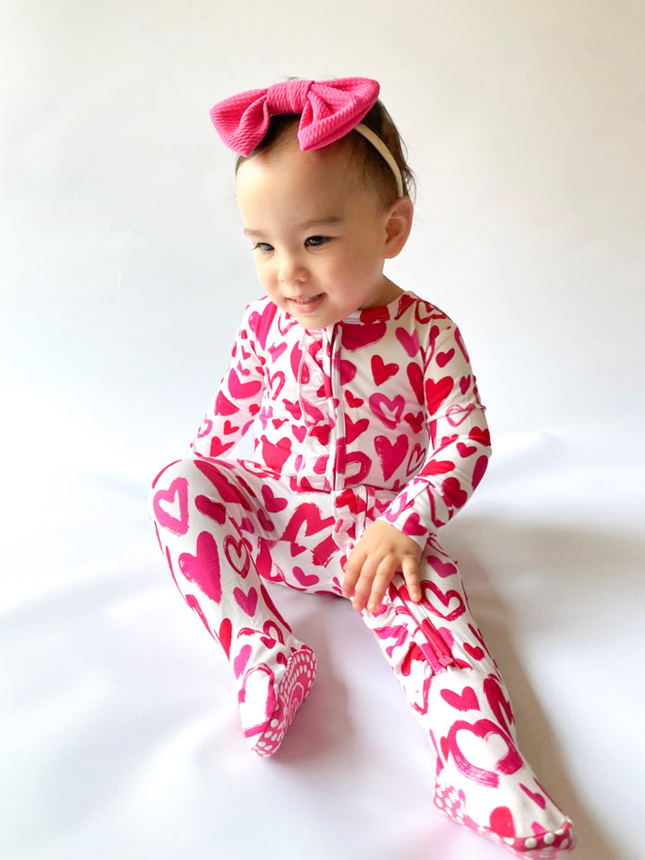 [FINAL SALE] ESTHER "All you need is love" Ruffled One Piece footie