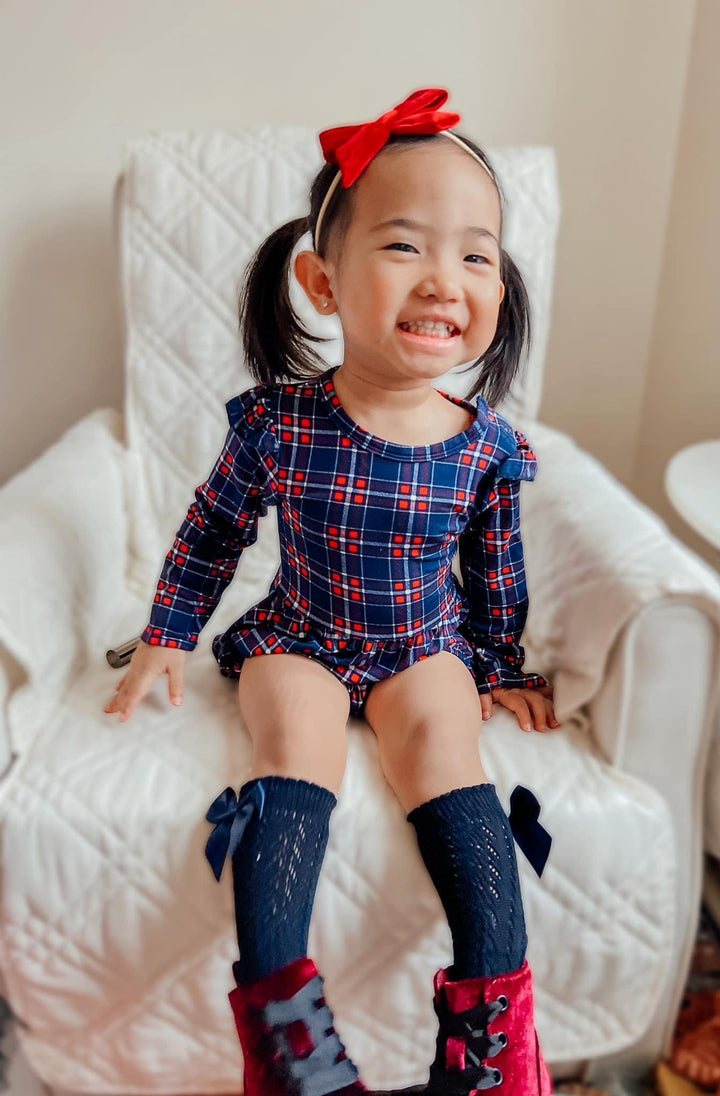 Hendrix Plaid Long Sleeves Bubble Romper